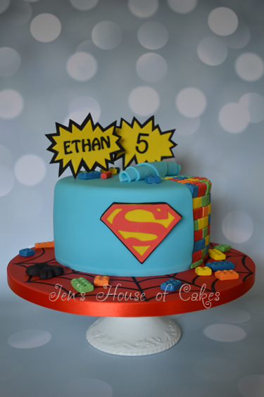 Superhero Lego Reveal Cake